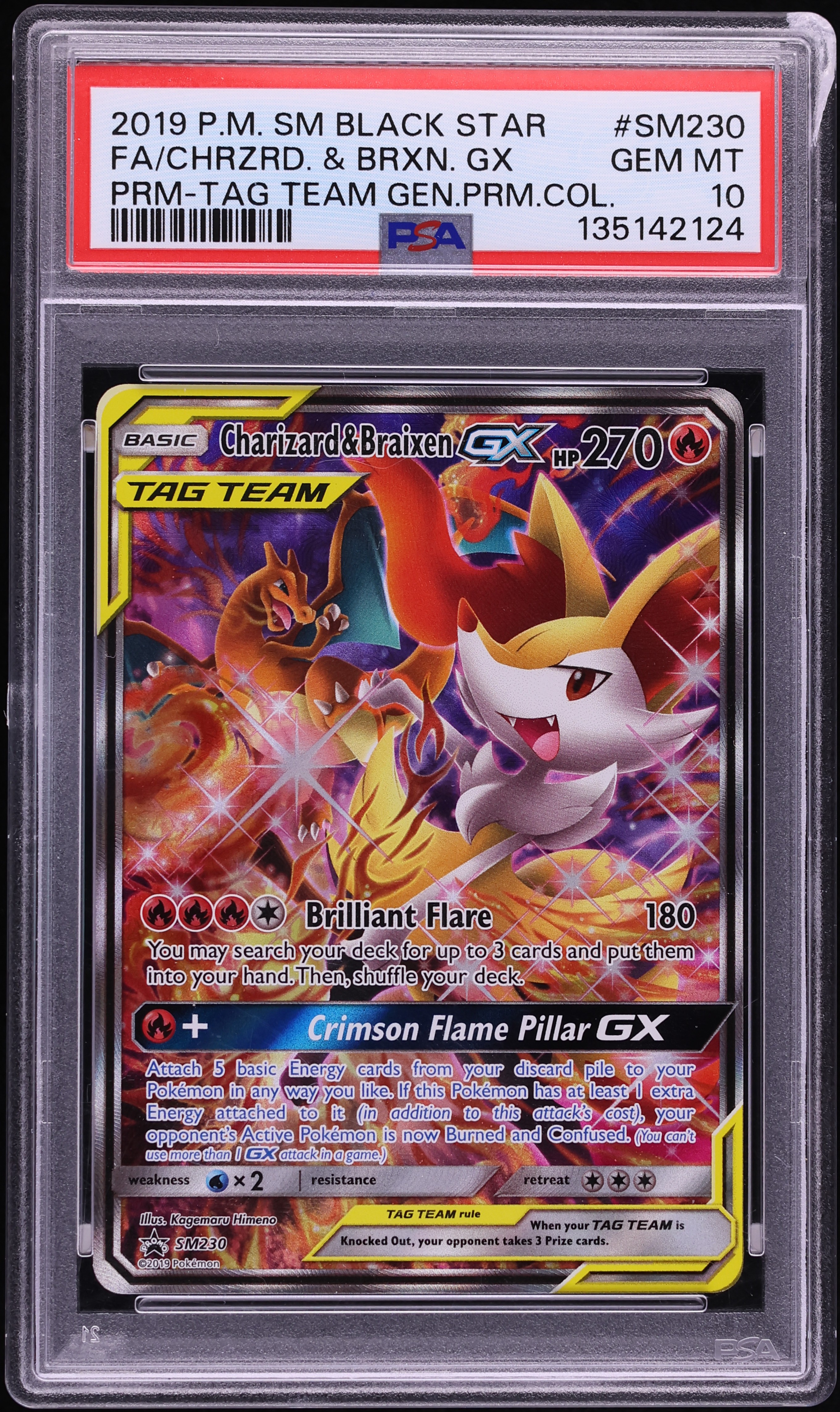 2019 Pokemon SM Promo Tag Team Generations Premium Charizard Braixen GX #SM230 PSA 10 GEM MINT