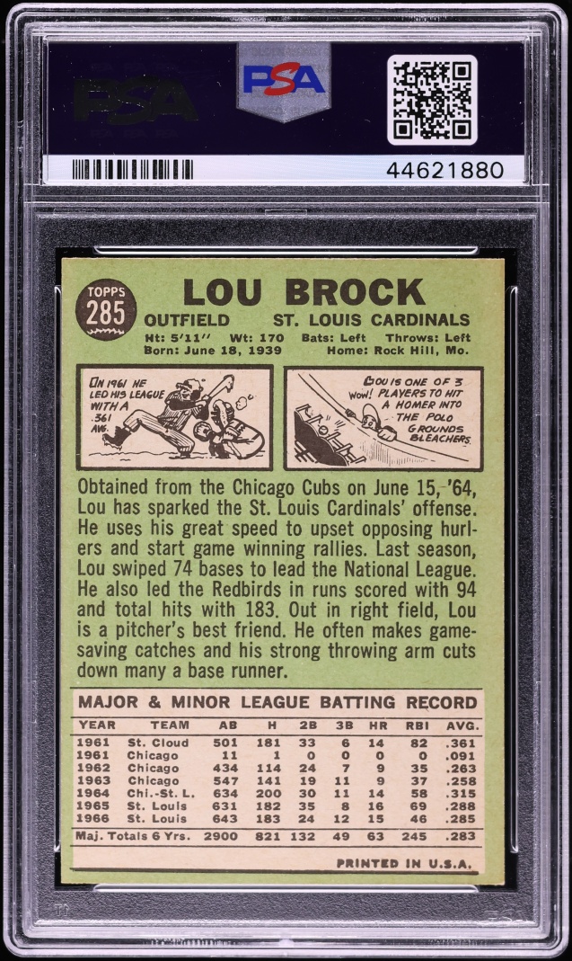 1967 Topps Lou Brock #285 PSA 4 VGEX