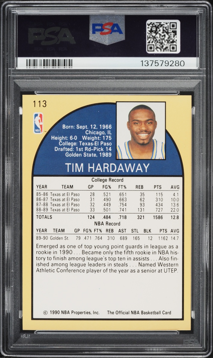 1990 Hoops Tim Hardaway ROOKIE #113 PSA 9 MINT