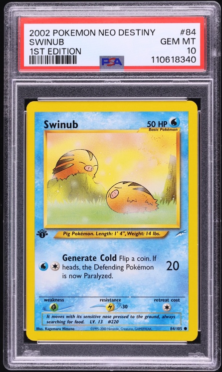 2002 Pokemon Neo Destiny 1st Edition Swinub #84 PSA 10 GEM MINT