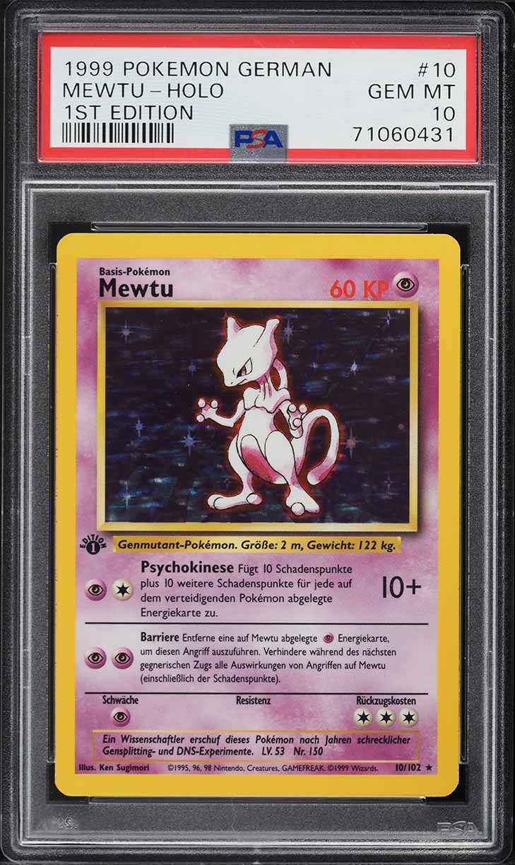 1999 Pokemon German Base Set 1st Edition Holo Mewtwo Mewtu #10 PSA 10 GEM MINT