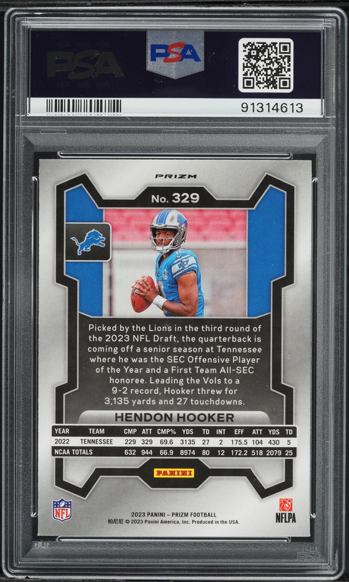 2023 Panini Prizm Pink Hendon Hooker ROOKIE #329 PSA 10 GEM MINT