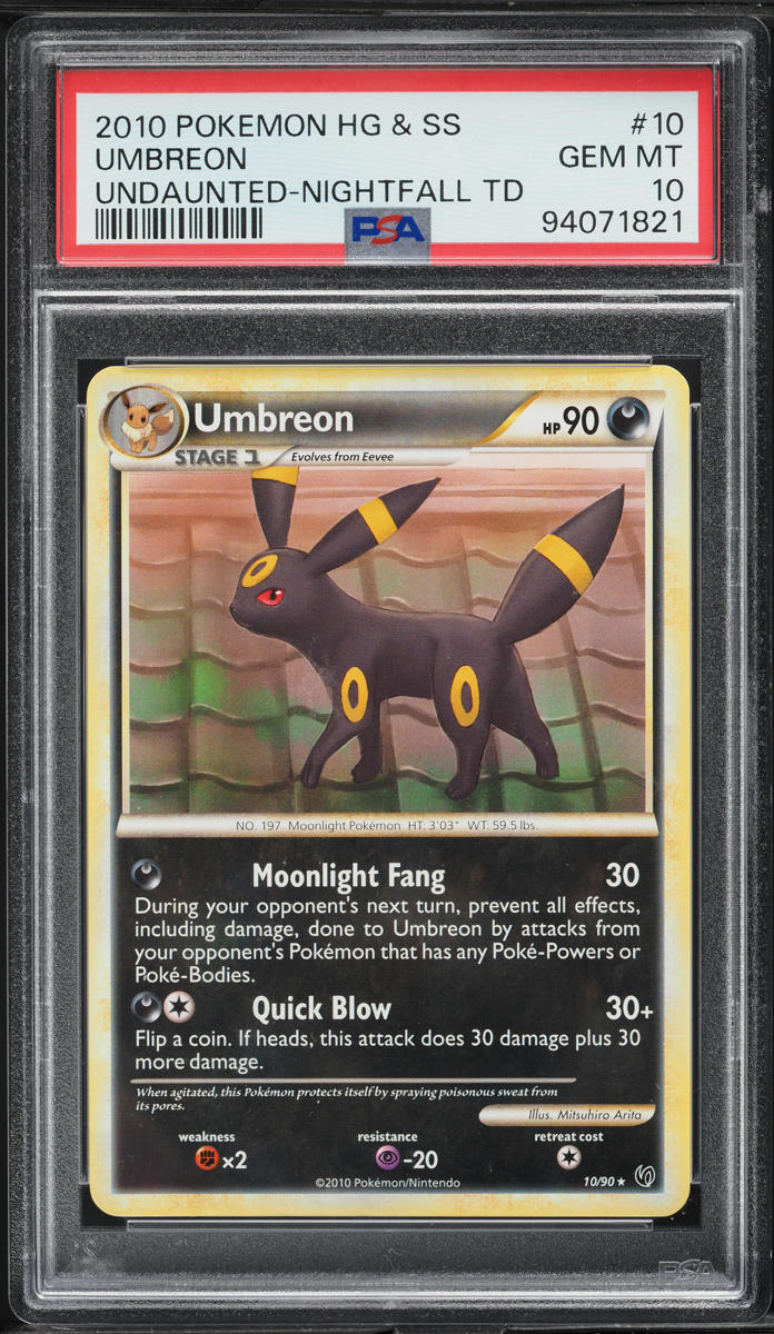 2010 Pokemon Heartgold & Soulsilver Undaunted Nightfall TD Umbreon #10 PSA 10