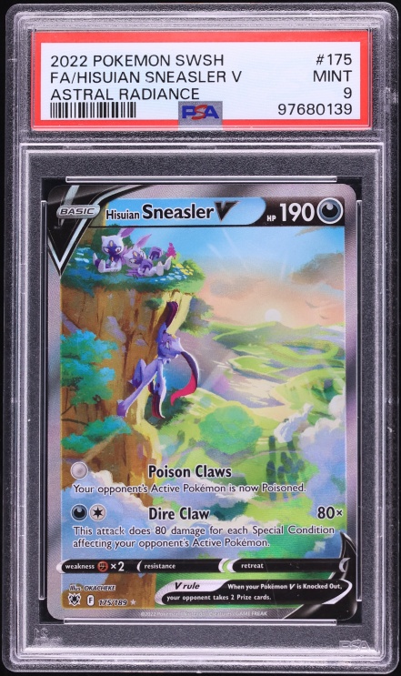 2022 Pokemon Sword & Shield Astral Radiance Alt Art Hisuian Sneasler V #175 PSA 9 MINT