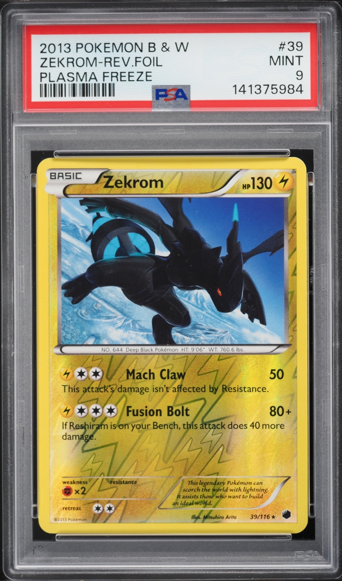 2013 Pokemon Black & White Plasma Freeze Reverse Foil Zekrom #39 PSA 9 MINT