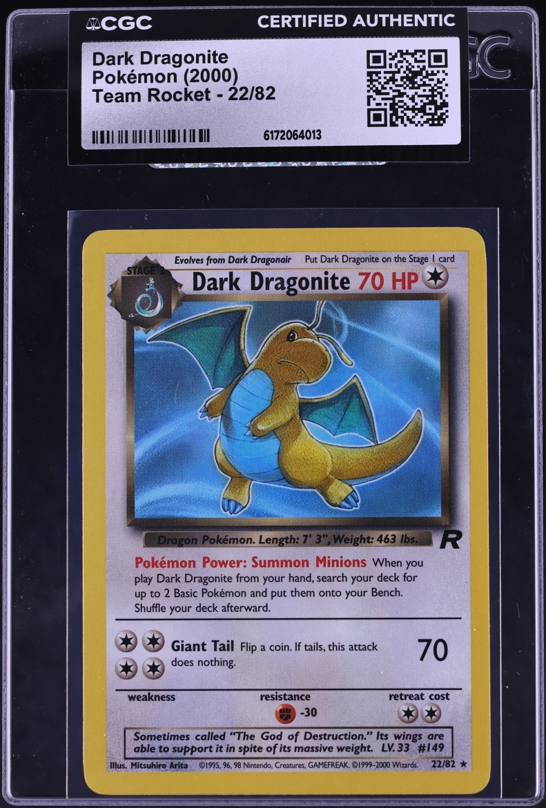 2000 Pokemon Team Rocket Dark Dragonite #22 CGC AUTH