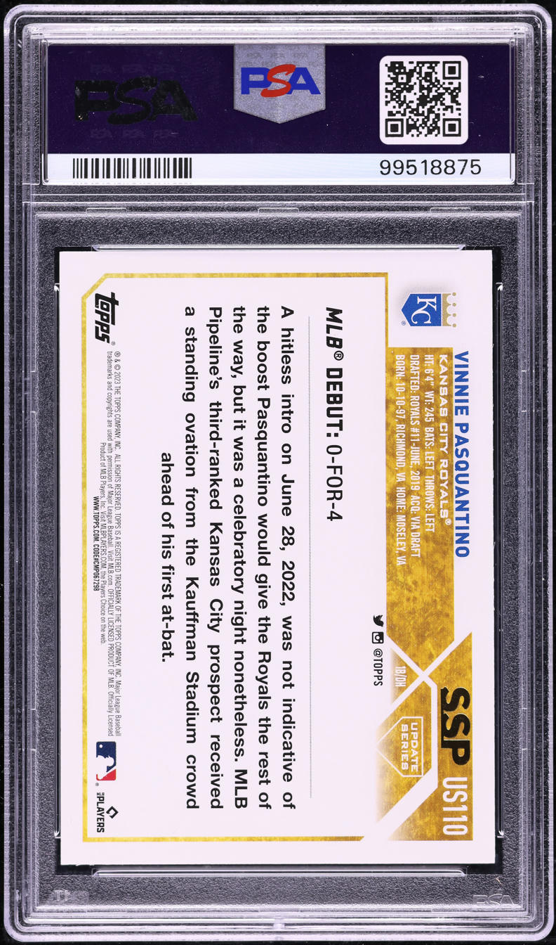 2023 Topps Update Vinnie Pasquantino SSP ROOKIE #US110 PSA 9 MINT