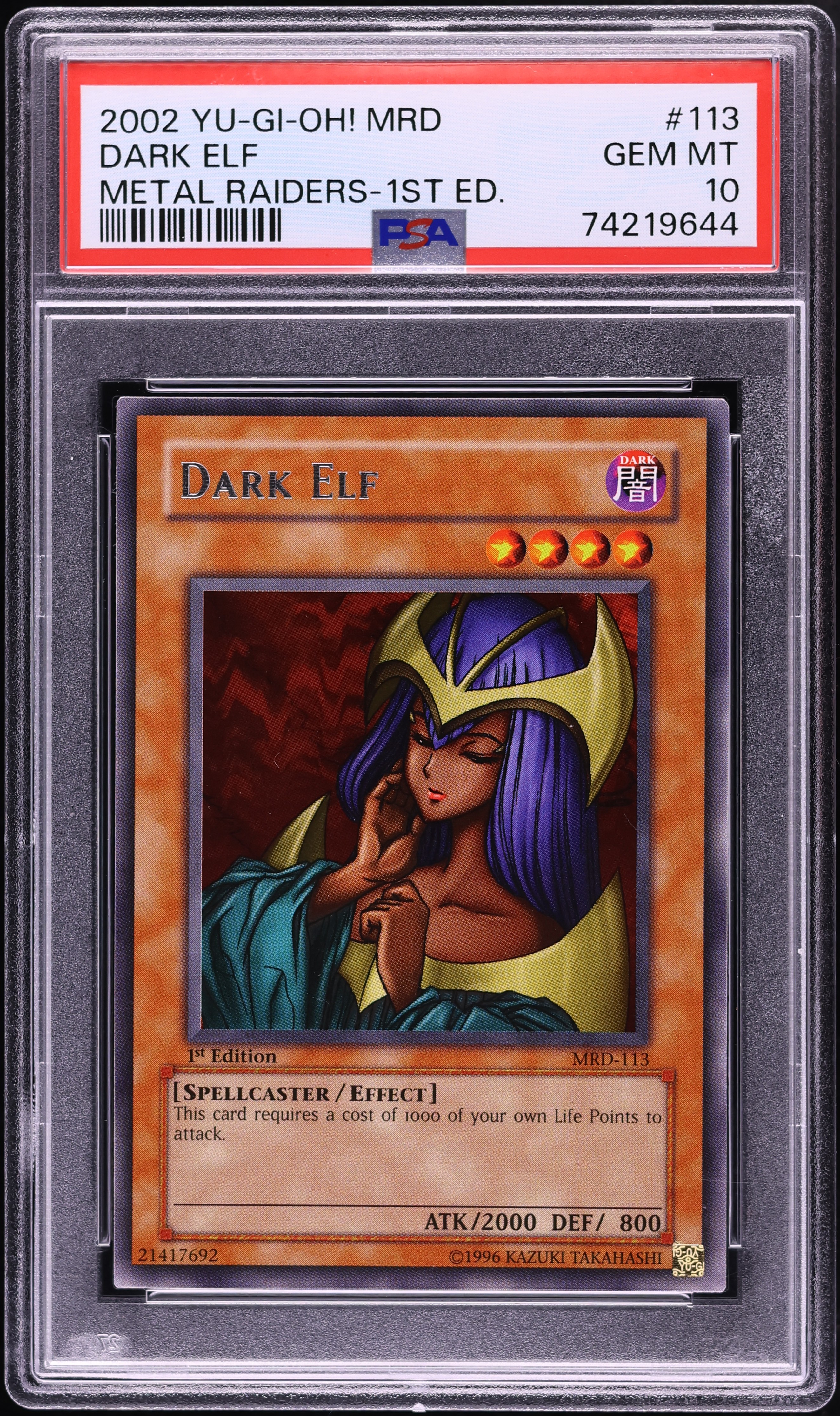 2002 Yu-Gi-Oh! Metal Raiders 1st Edition Dark Elf #MRD-113 PSA 10 GEM MINT