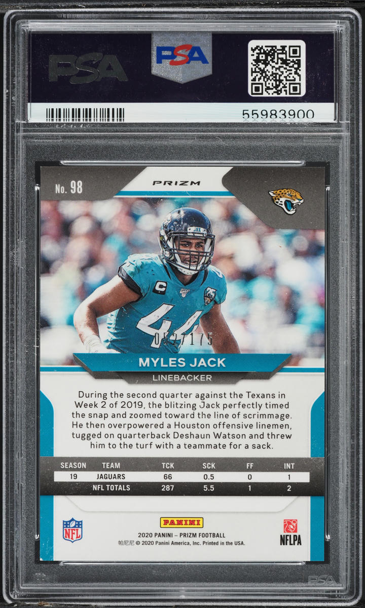 2020 Panini Prizm Hyper Myles Jack /175 #98 PSA 9 MINT
