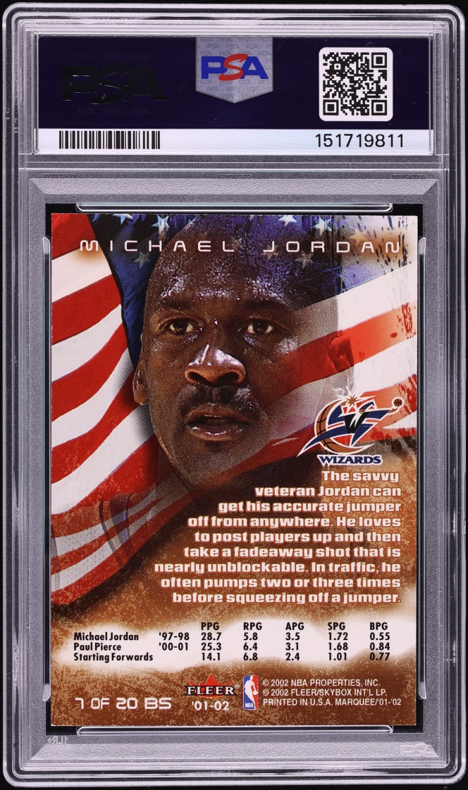 2001 Fleer Marquee Banner Season Michael Jordan #7 PSA 8 NM-MT - Photo 2