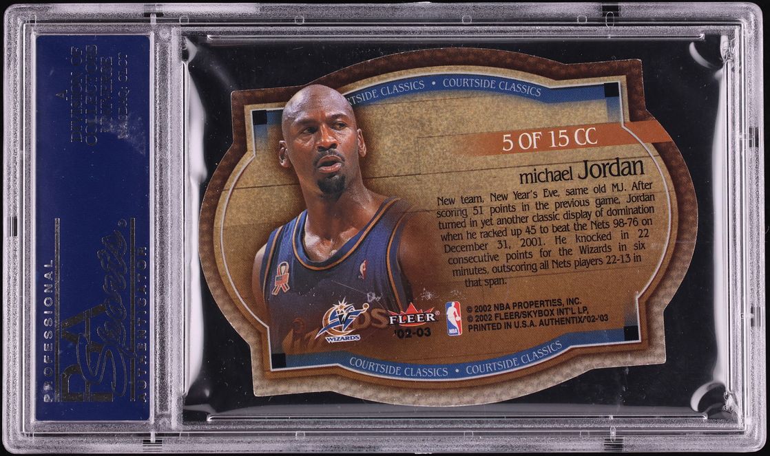 2002 Fleer Authentix Courtside Classics Die-Cut Michael Jordan #5 PSA 10 GEM - Photo 2