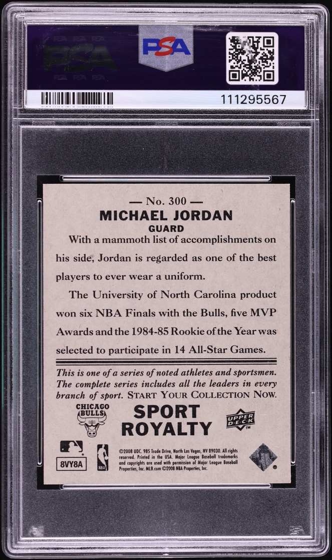 2008 Upper Deck Goudey SPORT ROYALTY Mini-Black Back Michael Jordan /34 #300 PSA 9 - Photo 2