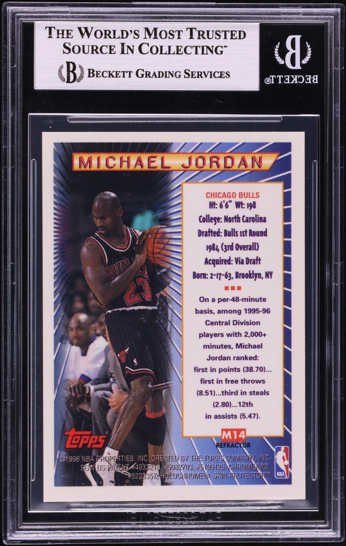 1996 Topps Mystery Finest Super Team Finals Refractor Michael Jordan #M14 BGS 9 MINT - Photo 2