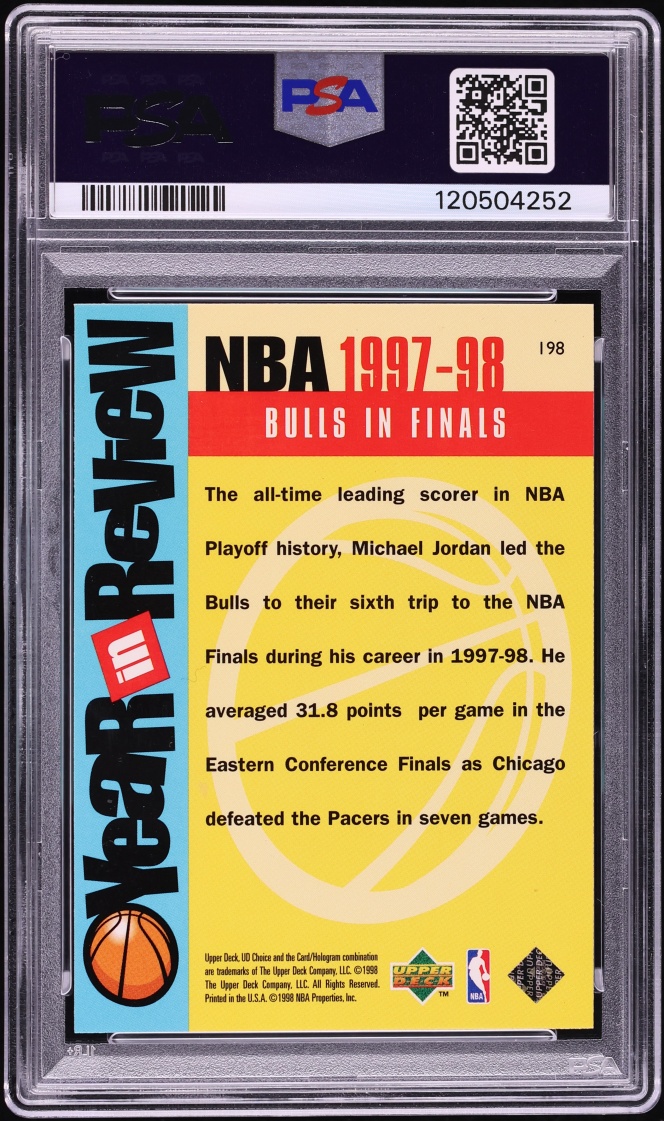1998 UD Choice Reserve Michael Jordan #198 PSA 9 MINT - Photo 2