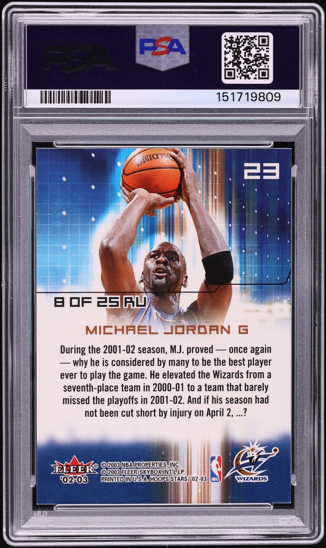 2002 Hoops Stars Raising Up Michael Jordan #8 PSA 8 NM-MT - Photo 2