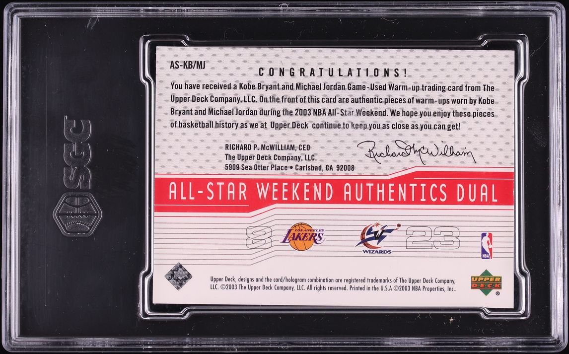 2003 Upper Deck All-Star Weekend Kobe Bryant Michael Jordan PATCH #AS-KB/MJ SGC 10 GEM MINT - Photo 2
