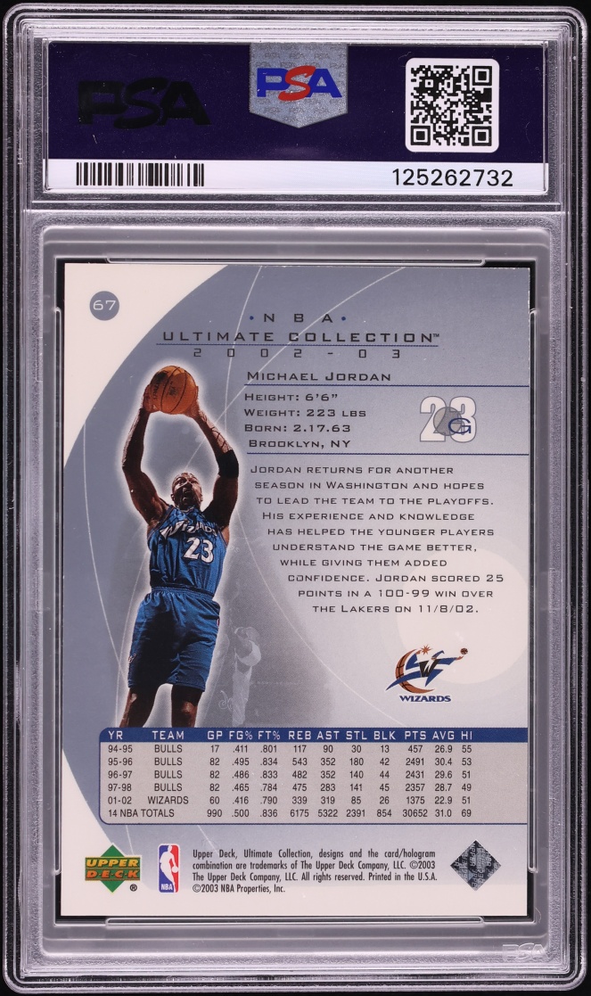 2002 Ultimate Collection Michael Jordan /750 #67 PSA 9 MINT - Photo 2