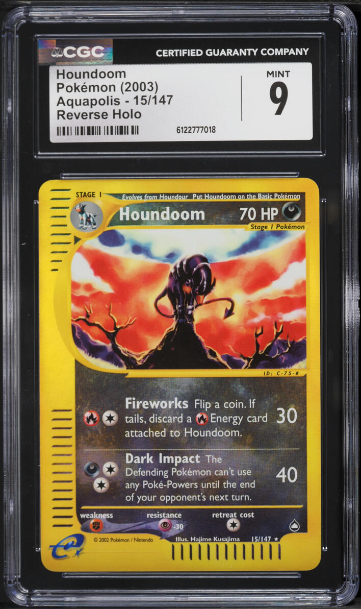 2003 Pokemon Aquapolis Reverse Holo Houndoom #15 CGC 9 MINT