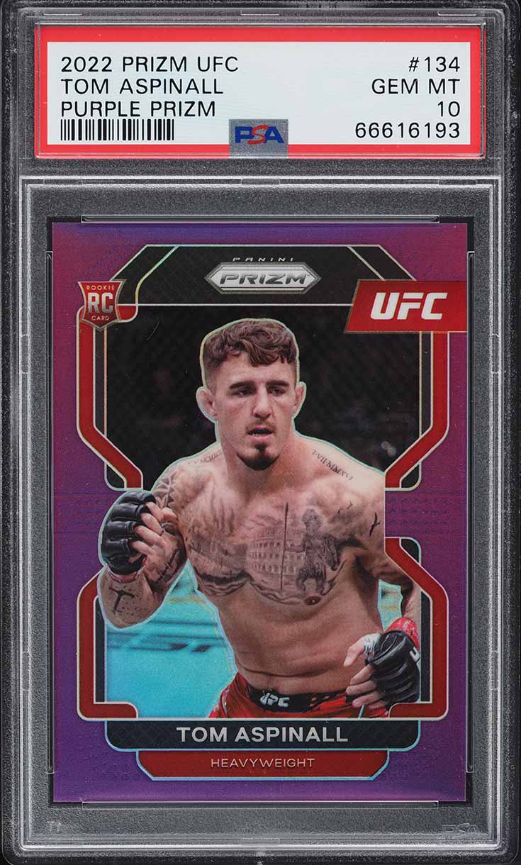 2022 Panini Prizm UFC Purple Tom Aspinall ROOKIE /149 #134 PSA 10 GEM MINT