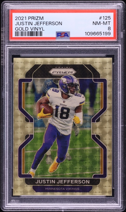 2021 Panini Prizm Gold Vinyl Justin Jefferson /5 #125 PSA 8 NM-MT
