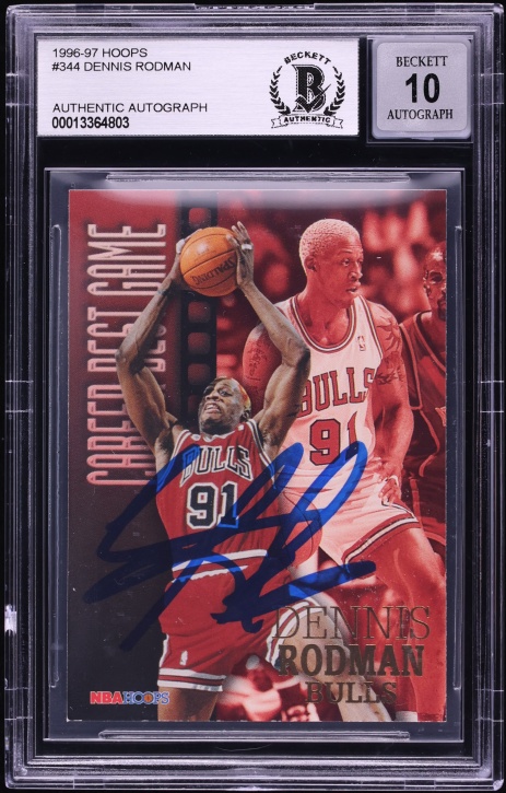 1996 Hoops Dennis Rodman AUTO #344 BGS AUTH