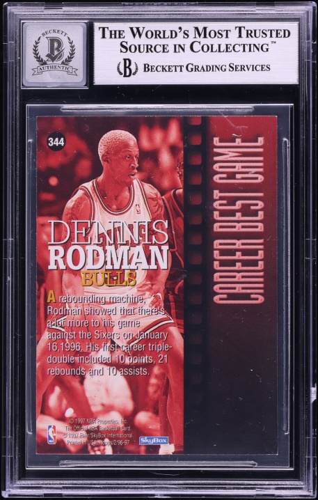 1996 Hoops Dennis Rodman AUTO #344 BGS AUTH - Photo 2