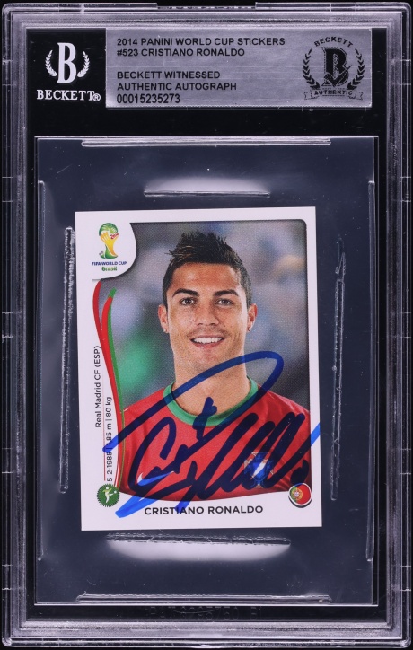 2014 Panini FIFA World Cup Stickers Cristiano Ronaldo AUTO #523 BGS AUTH