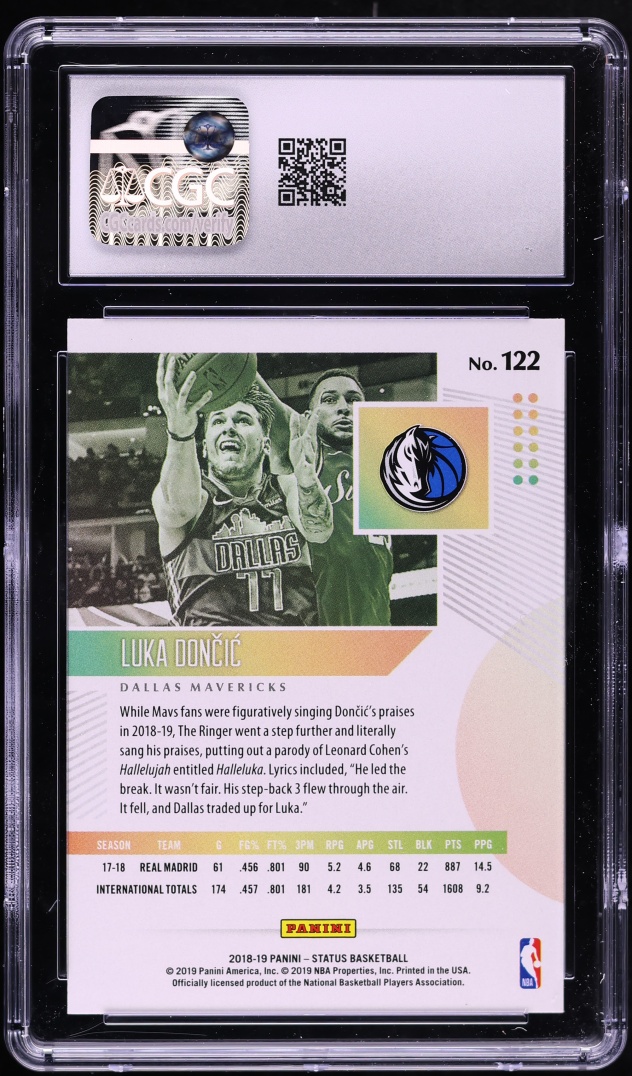 2018 Panini Status Green Luka Doncic ROOKIE #122 CGC 9 MINT