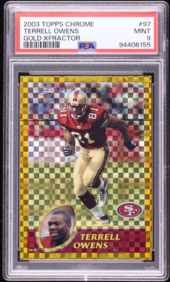 2003 Topps Chrome Gold Xfractor Terrell Owens /101 #97 PSA 9 MINT - Photo 1
