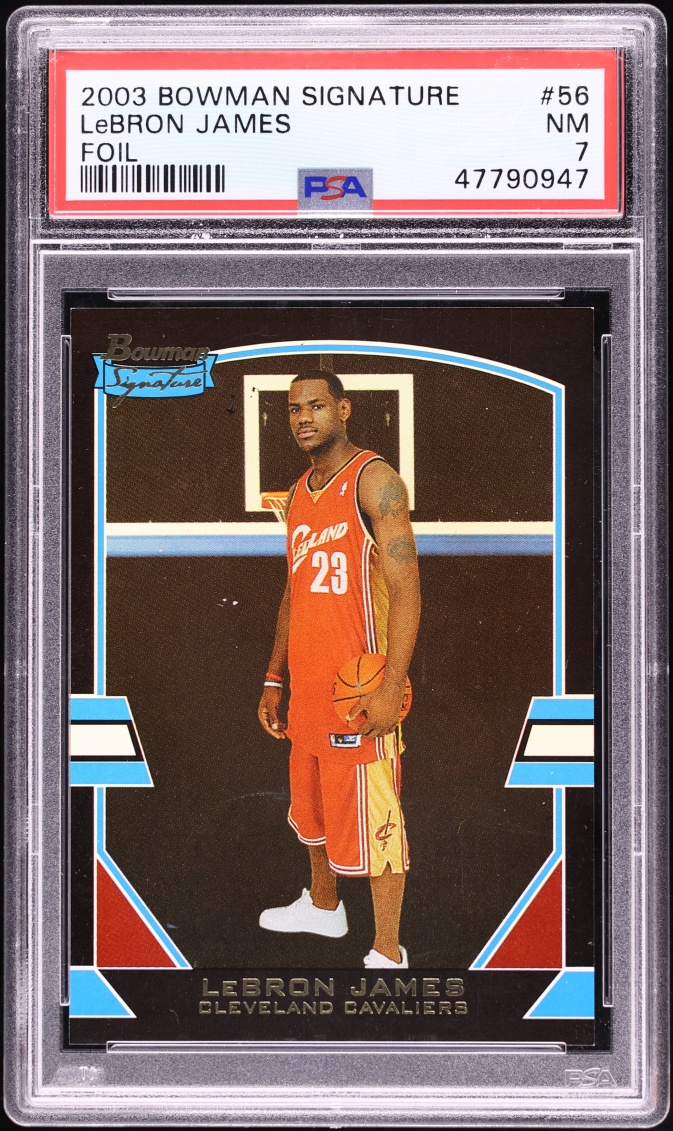 2003 Bowman Signature Foil LeBron James ROOKIE /125 #56 PSA 7 NRMT - Photo 1