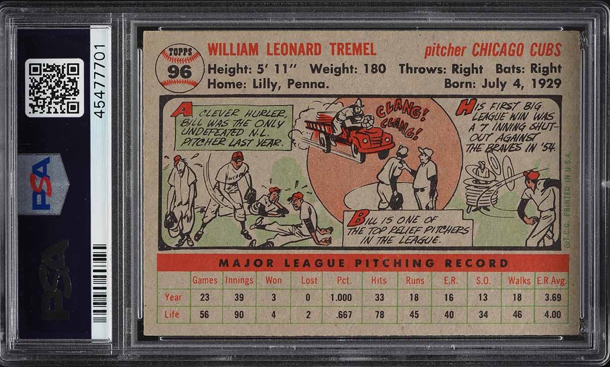 1956 Topps Bill Tremel #96 PSA 5 EX
