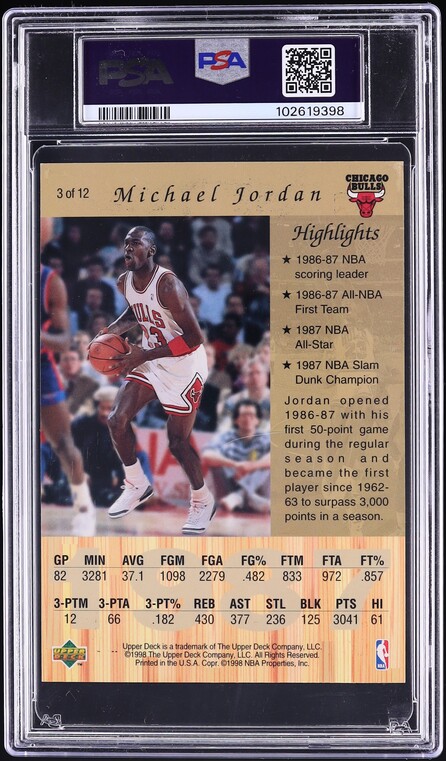 1998 Upper Deck Gatorade Michael Jordan #3 PSA 6 EXMT