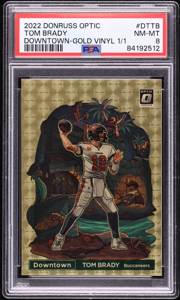 2022 Donruss Optic Downtown Gold Vinyl Tom Brady 1/1 #DT-TB PSA 8 NM-MT
