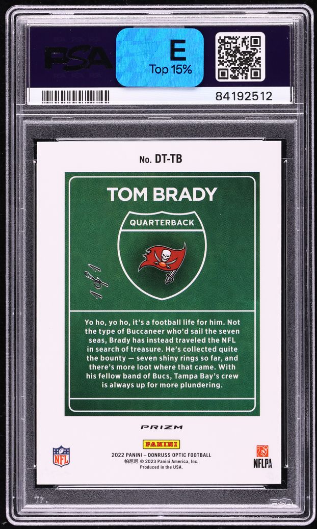2022 Donruss Optic Downtown Gold Vinyl Tom Brady 1/1 #DT-TB PSA 8 NM-MT