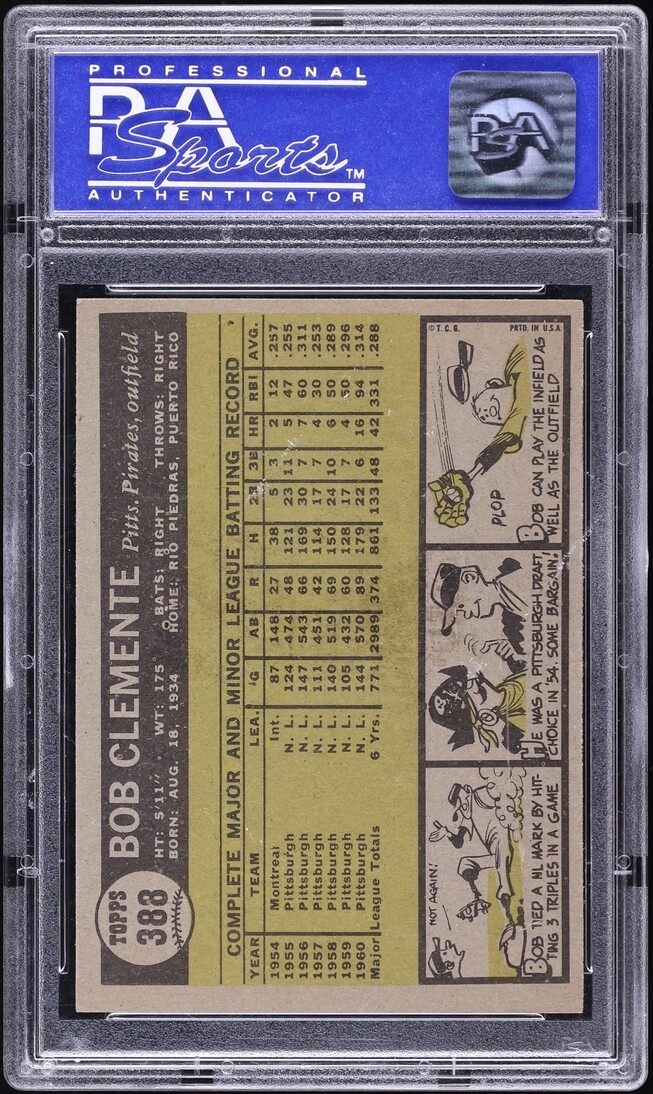 1961 Topps Roberto Clemente #388 PSA 7 NRMT