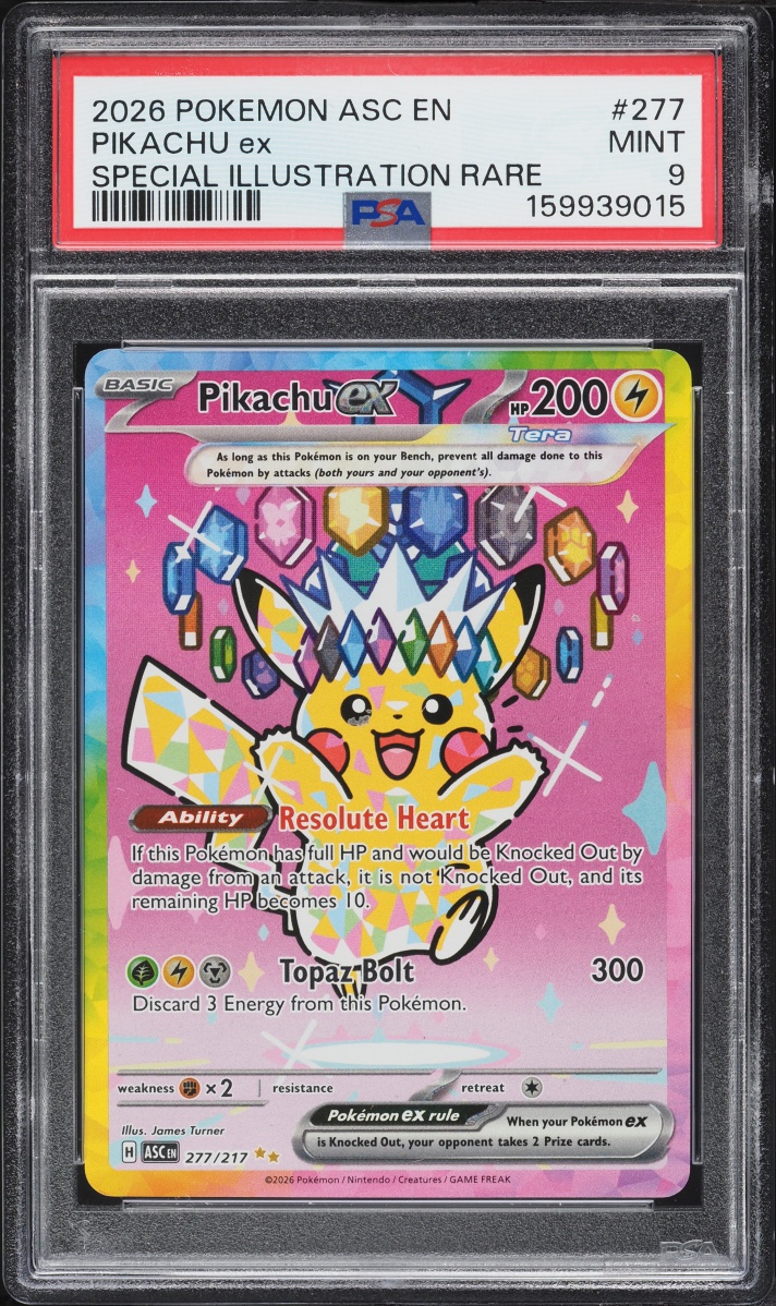 2026 Pokemon Mega Evolution Ascended Heroes SIR Pikachu ex #277 PSA 9 MINT