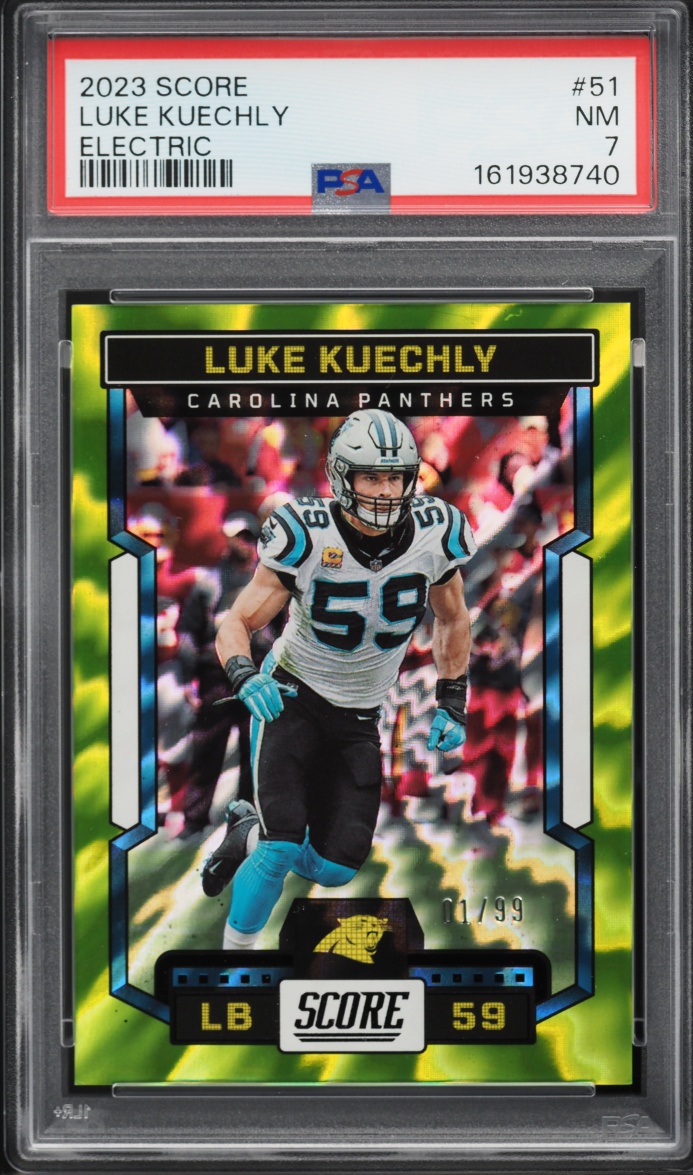 2023 Panini Score Electric Luke Kuechly 1/99 #51 PSA 7 NRMT