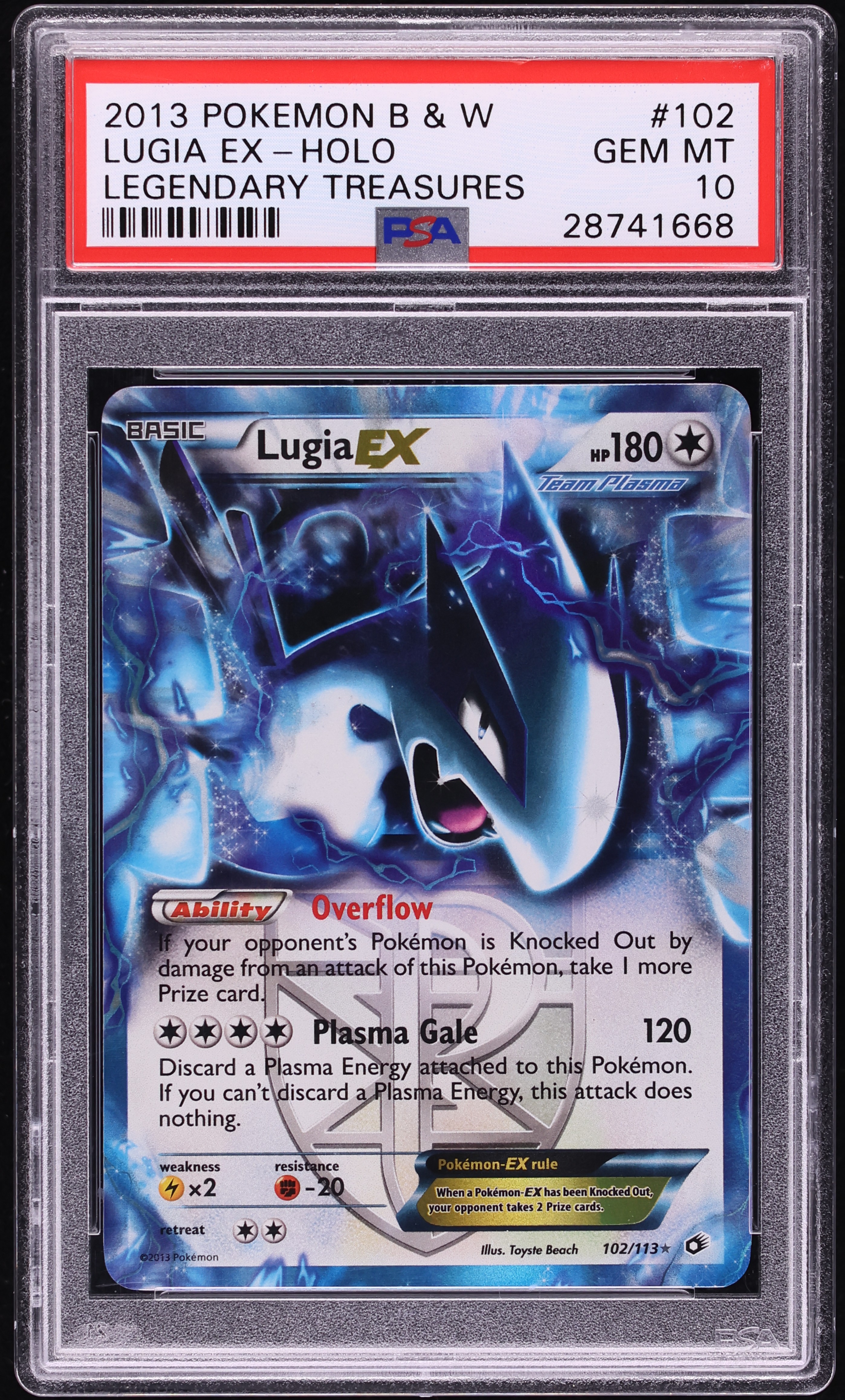 2013 Pokemon Black & White Legendary Treasures Holo Lugia Ex #102 PSA 10 GEM MINT