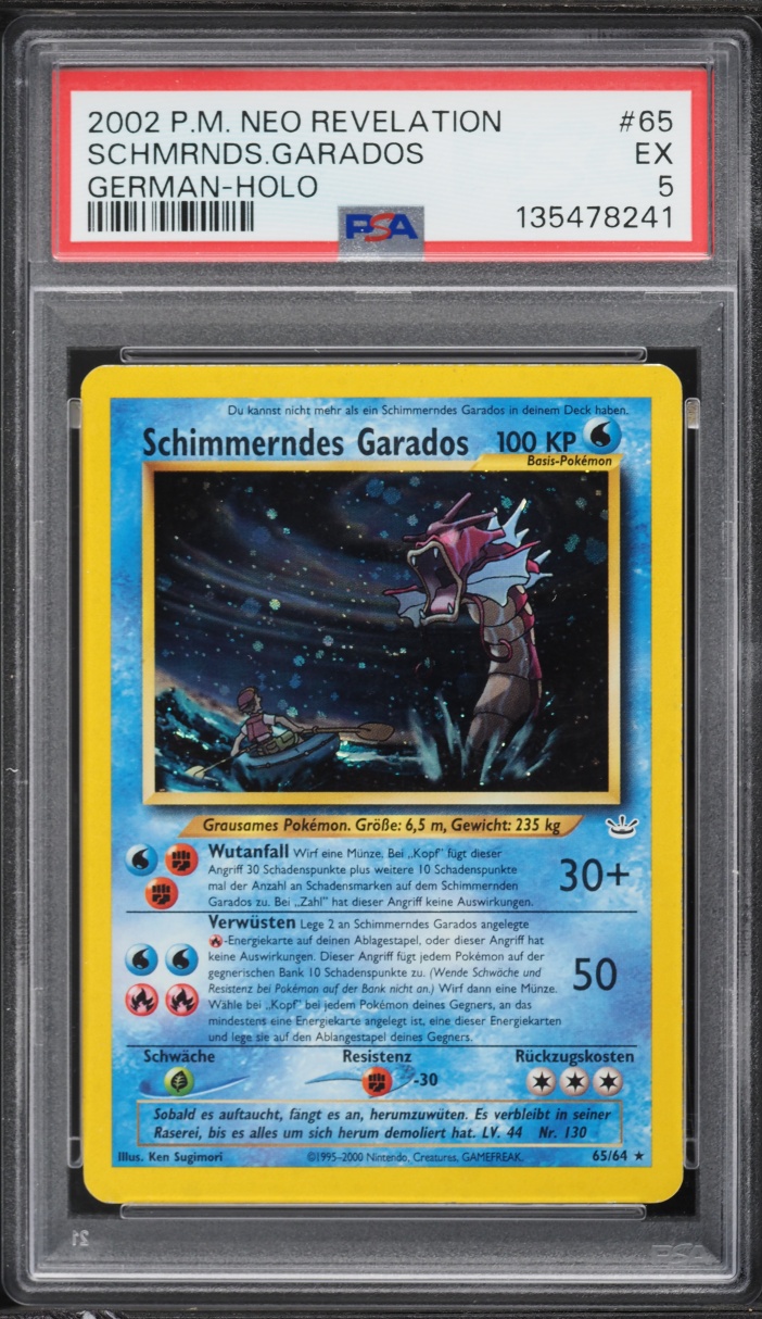 2002 Pokemon German Neo Revelation Holo Shining Gyarados #65 PSA 5 EX