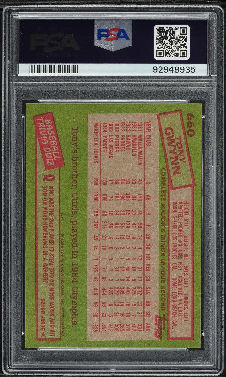 1985 Topps Tony Gwynn #660 PSA 8 NM-MT