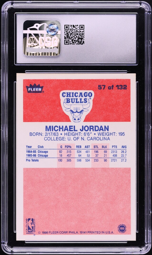 1986 Fleer Basketball Michael Jordan ROOKIE #57 CSG 9 MINT