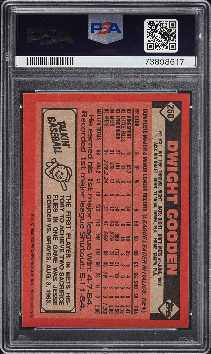 1986 Topps Dwight Gooden #250 PSA 8 NM-MT
