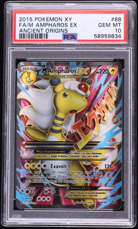 2015 Pokemon XY Ancient Origins Full Art M Ampharos EX #88 PSA 10 GEM MINT