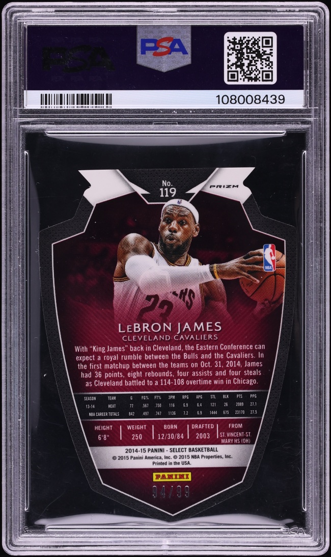 2014 Select Purple Prizm Die-Cut LeBron James /99 #119 PSA 10 GEM MINT