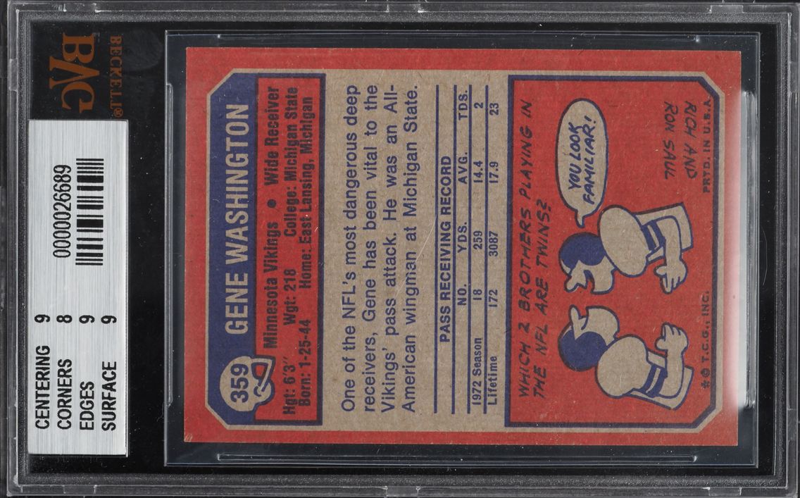 1973 Topps Football Gene Washington #359 BVG 8.5 NM-MT+