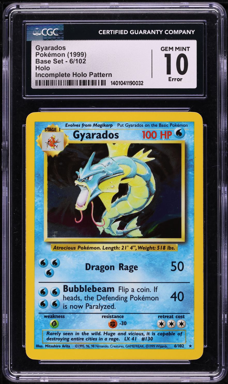 1999 Pokemon Base Set Holo Gyarados #6 CGC 10 GEM MINT