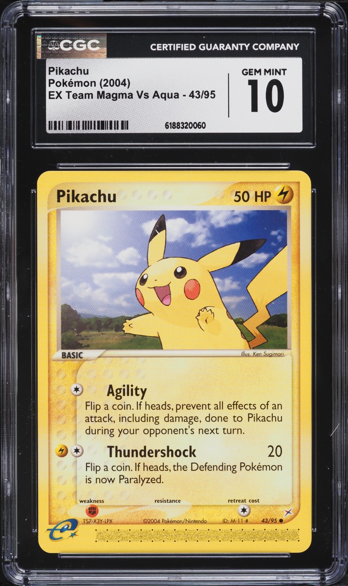 2004 Pokemon EX Team Magma VS Aqua Pikachu #43 CGC 10 GEM MINT