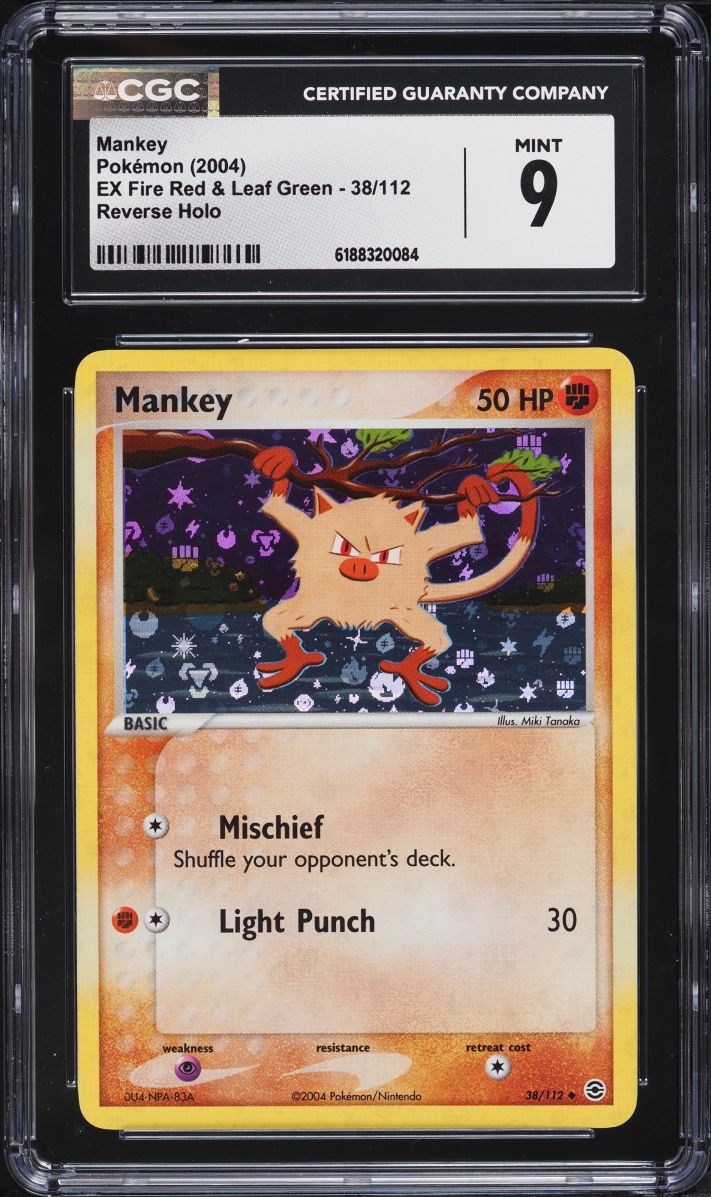 2004 Pokemon EX Fire Red & Leaf Green Reverse Holo Mankey #38 CGC 9 MINT