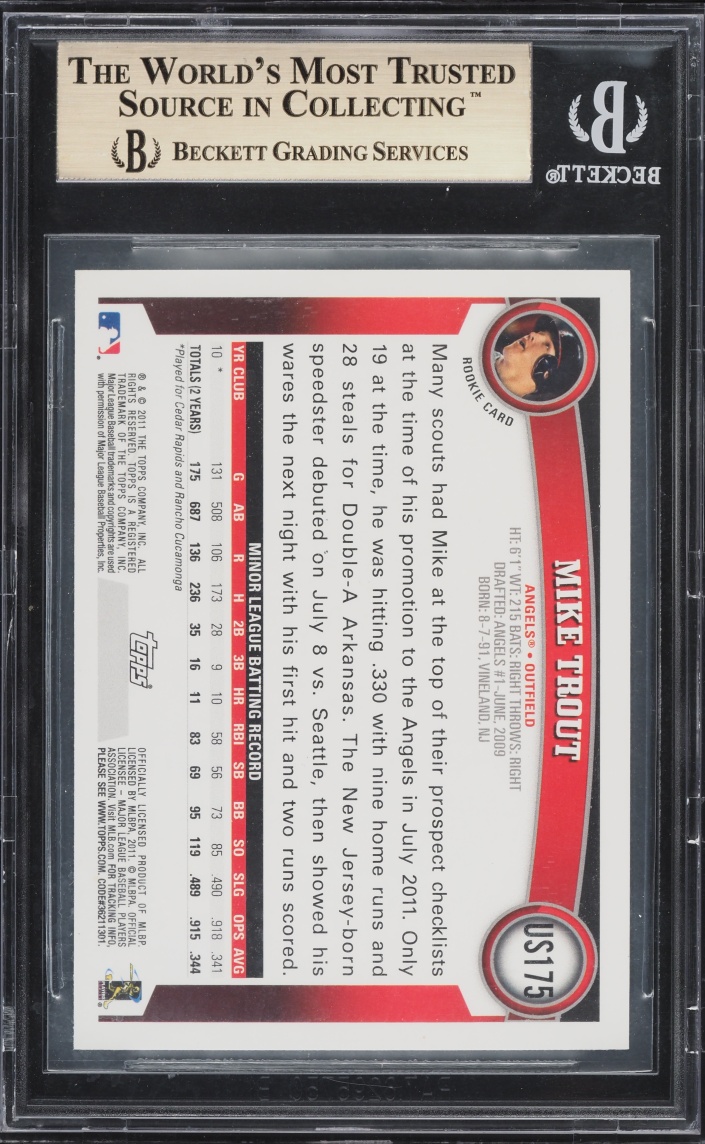 2011 Topps Update Mike Trout ROOKIE #US175 BGS 9.5 GEM MINT