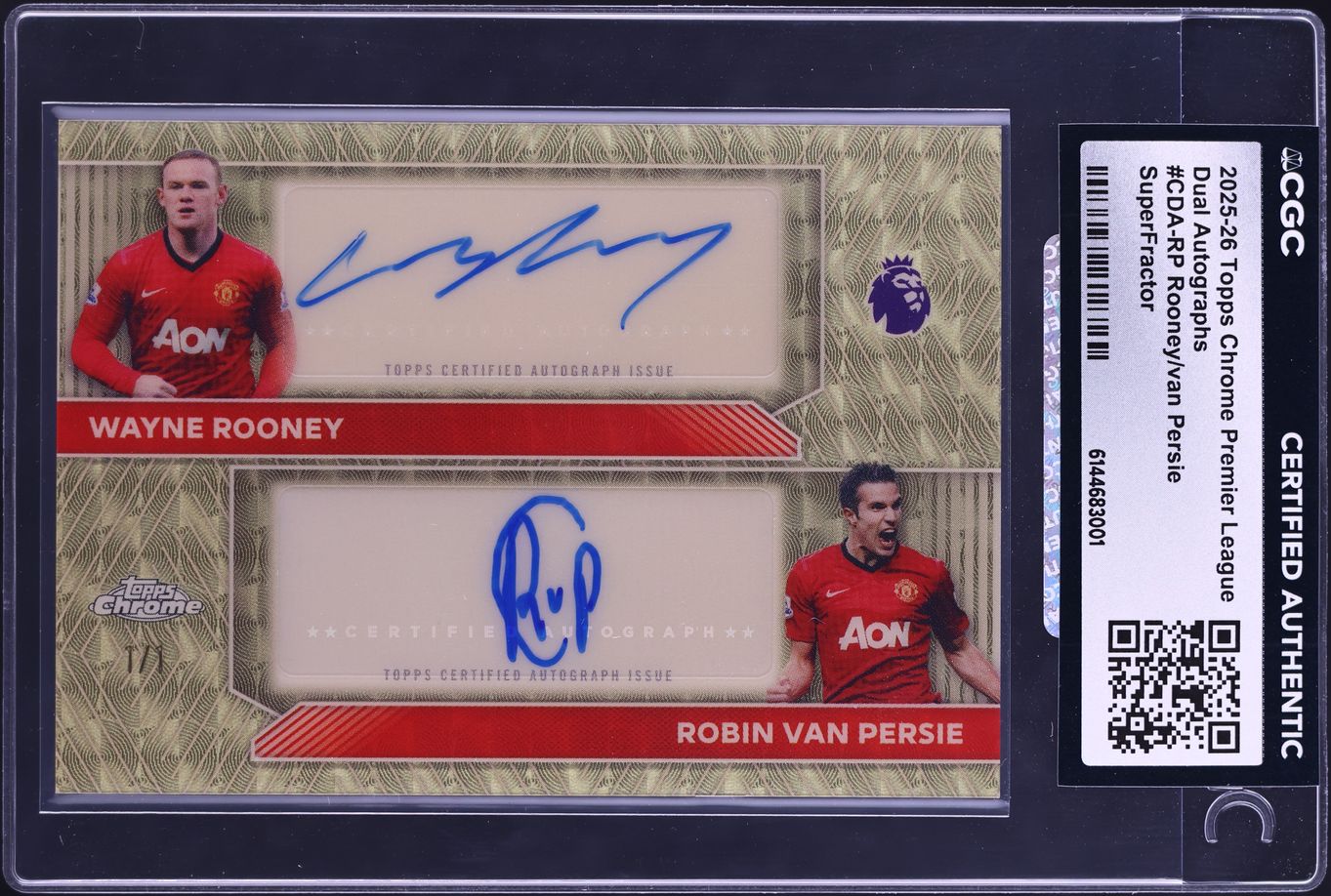 2025 Topps Chrome Premier League Superfractor Wayne Rooney Robin Van Persie AUTO 1/1 CGC AUTH